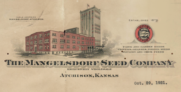 Letterhead of the Mangelsdorf Seed Company 1921